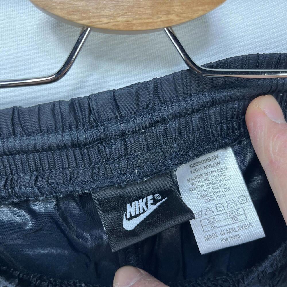 Vintage 90s Nike Windbreaker Pants Black Swoosh XL Blue - Picture 4 of 13
